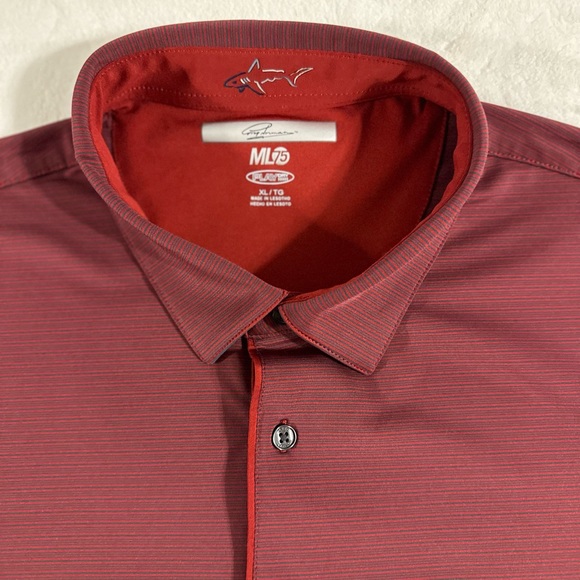 Greg Norman Mens Red Gray Striped Play Dry ML 75 Golf Polo Size XL - Picture 3 of 3
